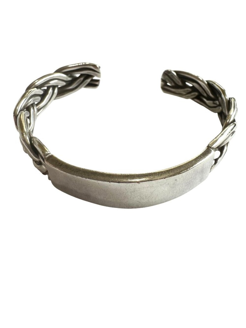 Sterling Silver Braided Cuff ID Bracelet Mexico TS-102 925 925